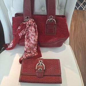 Vintage Coach PURSE and WALLET Canvas And Leather Logo